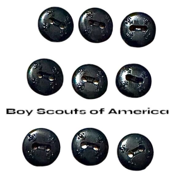 (9 Set) BSA BOY SCOUT YOUTH BUTTONS - BLACK ROUND - Picture 1 of 2
